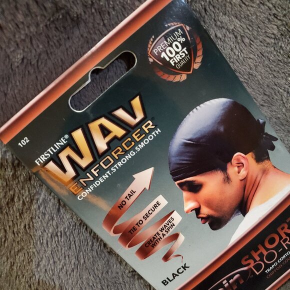 Firstline WavEnforcer Premium Spin Shorty Do-Rag Black - Picture 3 of 4